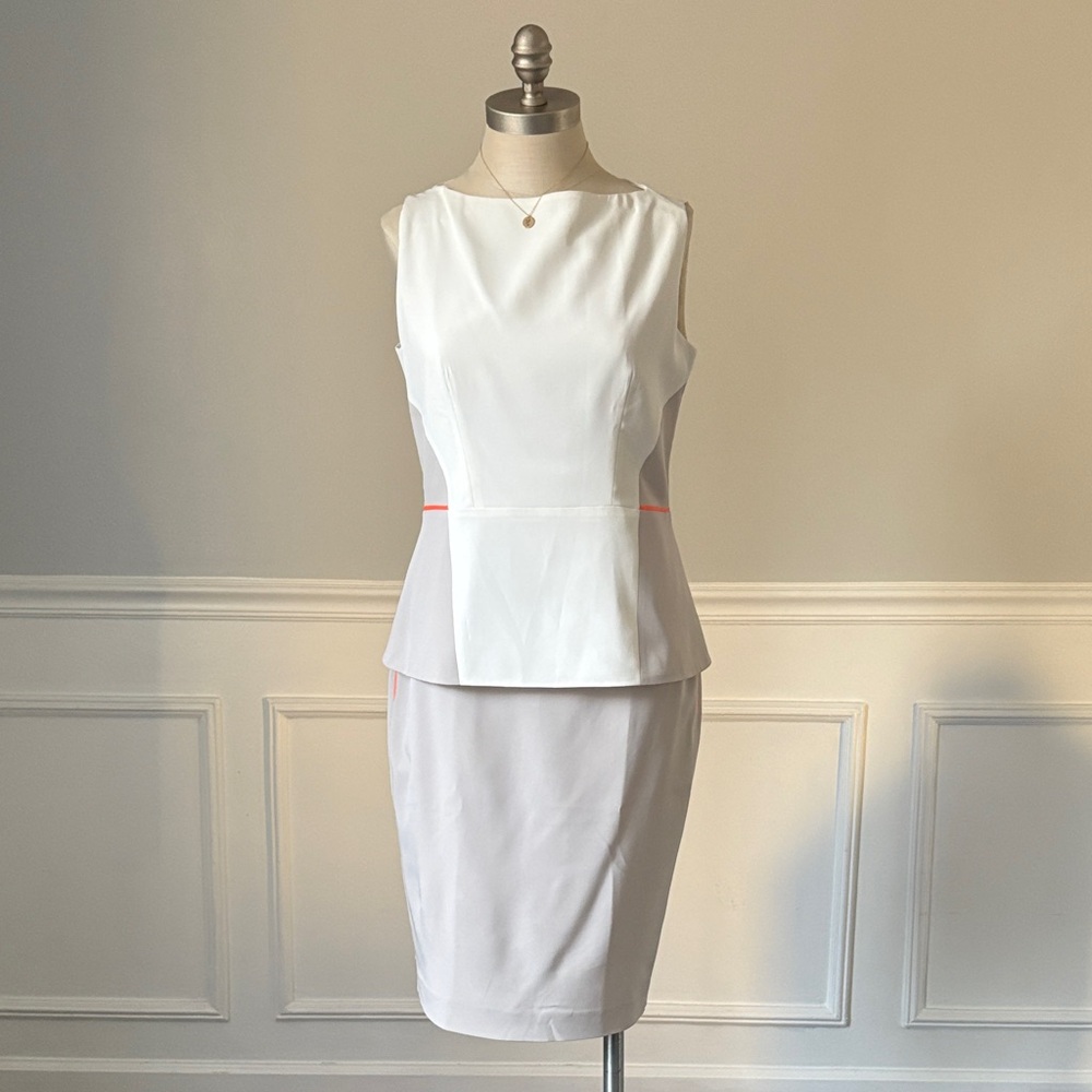 Elie Tahari Pencil Skirt Set with Orange Detail